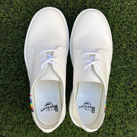 NEW Dr Martens 27522 Pride Oxford Shoes White Smooth Leather Men 10/Women 11